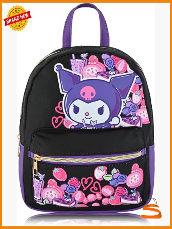 Officially Licensed Sanrio Kuromi Mini Backpack, 10in PU Leather main image 5